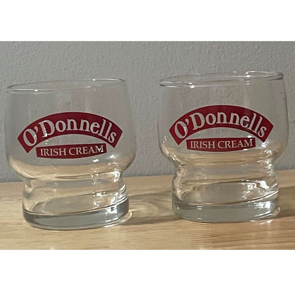 Vintage O'Donnell's Irish Cream Rocks Glasses Set of 2 Retro Barware